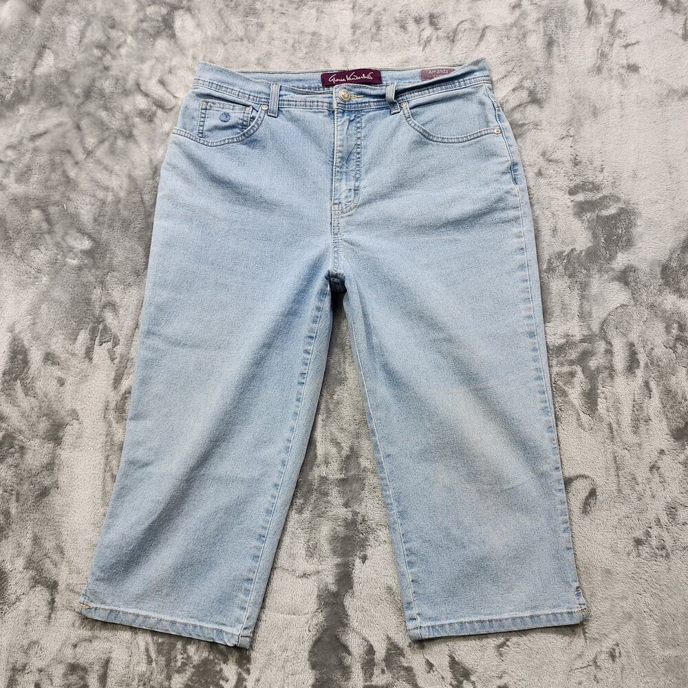 Gloria Vanderbilt Jeans Womens 10 Blue Light Wash Amanda Capri High Rise Stretch